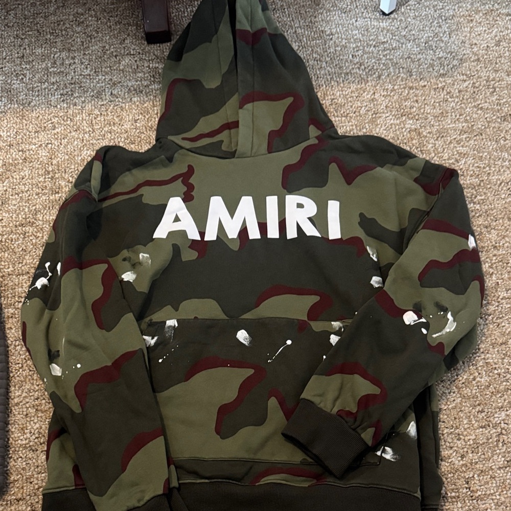 AMIRI Green and Red Camouflage Hoodie